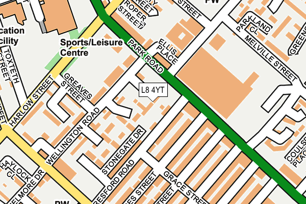 L8 4YT map - OS OpenMap – Local (Ordnance Survey) L8 4YT map - OS OpenMap – Local (Ordnance Survey)