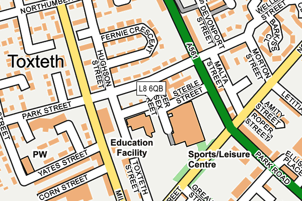 L8 6QB map - OS OpenMap – Local (Ordnance Survey) L8 6QB map - OS OpenMap – Local (Ordnance Survey)