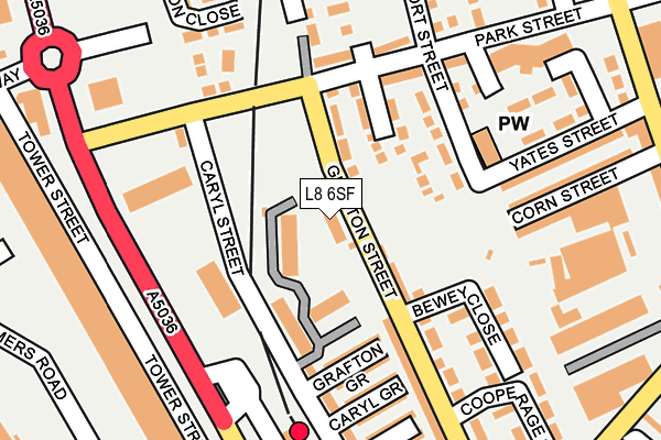 L8 6SF map - OS OpenMap – Local (Ordnance Survey) L8 6SF map - OS OpenMap – Local (Ordnance Survey)