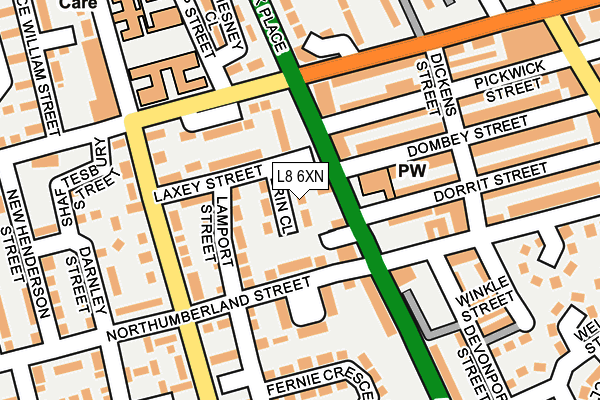 L8 6XN map - OS OpenMap – Local (Ordnance Survey) L8 6XN map - OS OpenMap – Local (Ordnance Survey)