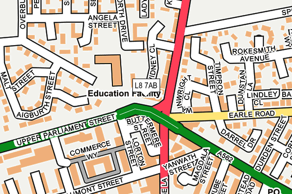 L8 7AB map - OS OpenMap – Local (Ordnance Survey) L8 7AB map - OS OpenMap – Local (Ordnance Survey)