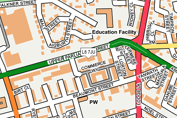L8 7JU map - OS OpenMap – Local (Ordnance Survey) L8 7JU map - OS OpenMap – Local (Ordnance Survey)