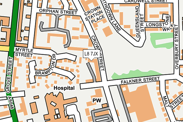 L8 7JX map - OS OpenMap – Local (Ordnance Survey) L8 7JX map - OS OpenMap – Local (Ordnance Survey)