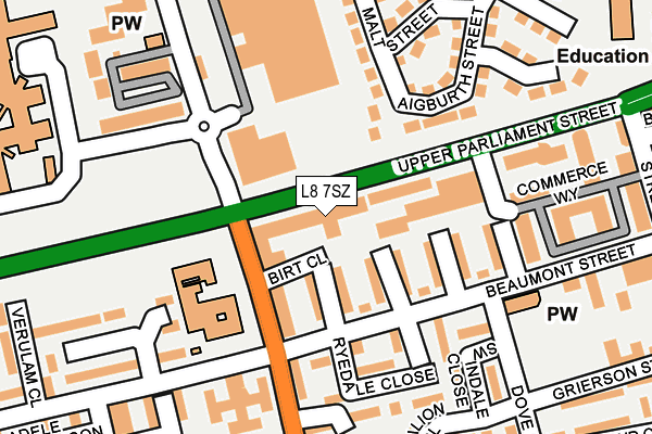L8 7SZ map - OS OpenMap – Local (Ordnance Survey) L8 7SZ map - OS OpenMap – Local (Ordnance Survey)
