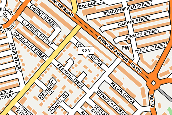 L8 8AT map - OS OpenMap – Local (Ordnance Survey) L8 8AT map - OS OpenMap – Local (Ordnance Survey)