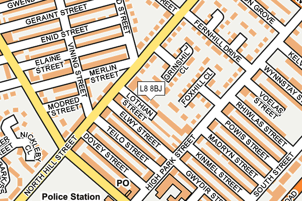 L8 8BJ map - OS OpenMap – Local (Ordnance Survey) L8 8BJ map - OS OpenMap – Local (Ordnance Survey)