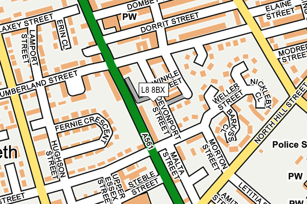 L8 8BX map - OS OpenMap – Local (Ordnance Survey) L8 8BX map - OS OpenMap – Local (Ordnance Survey)