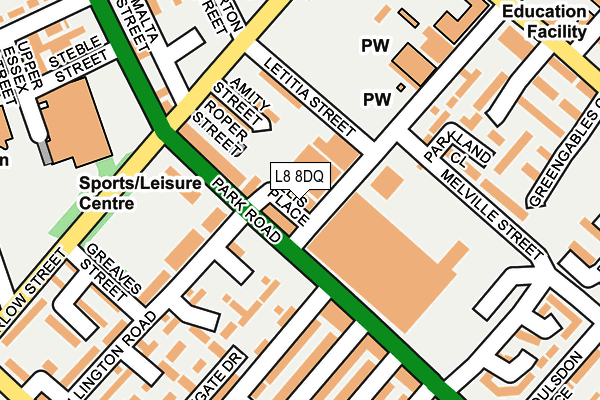 L8 8DQ map - OS OpenMap – Local (Ordnance Survey) L8 8DQ map - OS OpenMap – Local (Ordnance Survey)