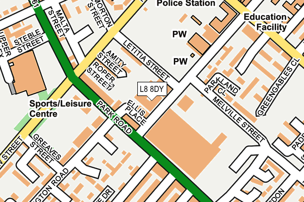 L8 8DY map - OS OpenMap – Local (Ordnance Survey) L8 8DY map - OS OpenMap – Local (Ordnance Survey)