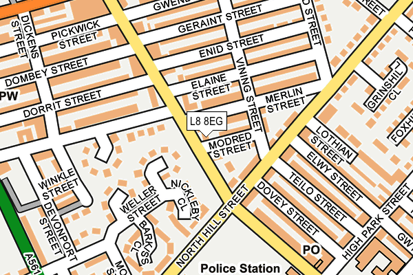 L8 8EG map - OS OpenMap – Local (Ordnance Survey) L8 8EG map - OS OpenMap – Local (Ordnance Survey)