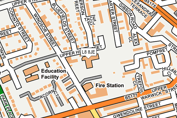 L8 8JE map - OS OpenMap – Local (Ordnance Survey) L8 8JE map - OS OpenMap – Local (Ordnance Survey)