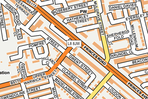 L8 8JW map - OS OpenMap – Local (Ordnance Survey) L8 8JW map - OS OpenMap – Local (Ordnance Survey)