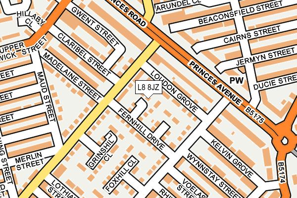 L8 8JZ map - OS OpenMap – Local (Ordnance Survey) L8 8JZ map - OS OpenMap – Local (Ordnance Survey)