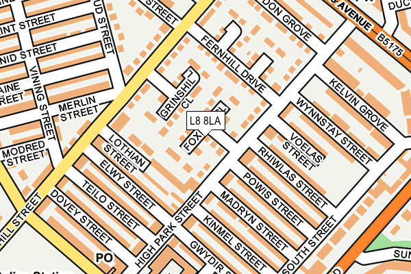 L8 8LA map - OS OpenMap – Local (Ordnance Survey) L8 8LA map - OS OpenMap – Local (Ordnance Survey)