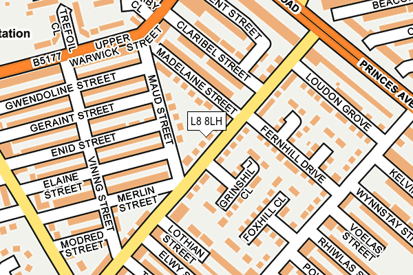 L8 8LH map - OS OpenMap – Local (Ordnance Survey) L8 8LH map - OS OpenMap – Local (Ordnance Survey)