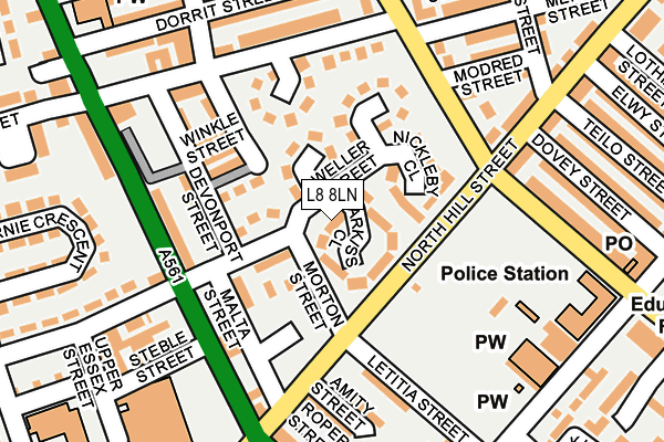 L8 8LN map - OS OpenMap – Local (Ordnance Survey) L8 8LN map - OS OpenMap – Local (Ordnance Survey)