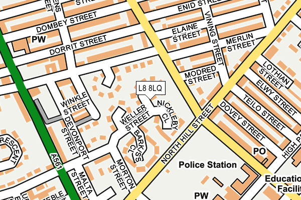 L8 8LQ map - OS OpenMap – Local (Ordnance Survey) L8 8LQ map - OS OpenMap – Local (Ordnance Survey)