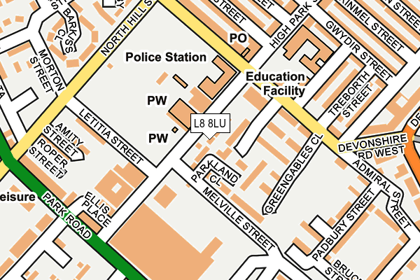 L8 8LU map - OS OpenMap – Local (Ordnance Survey)