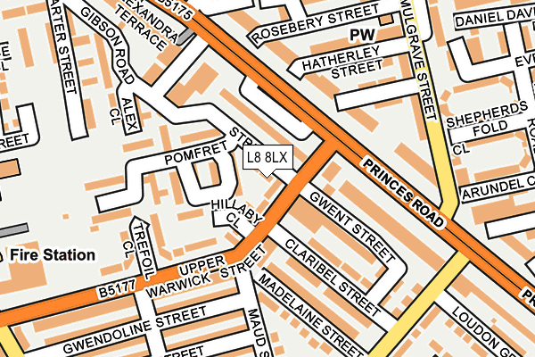 L8 8LX map - OS OpenMap – Local (Ordnance Survey) L8 8LX map - OS OpenMap – Local (Ordnance Survey)