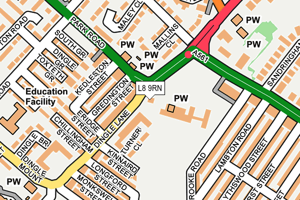 L8 9RN map - OS OpenMap – Local (Ordnance Survey) L8 9RN map - OS OpenMap – Local (Ordnance Survey)