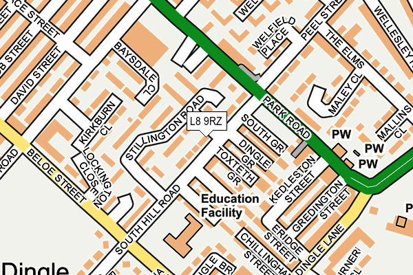L8 9RZ map - OS OpenMap – Local (Ordnance Survey) L8 9RZ map - OS OpenMap – Local (Ordnance Survey)
