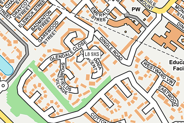 L8 9XS map - OS OpenMap – Local (Ordnance Survey) L8 9XS map - OS OpenMap – Local (Ordnance Survey)