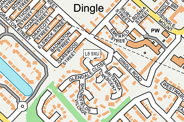 L8 9XU map - OS OpenMap – Local (Ordnance Survey)