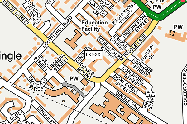 L8 9XX map - OS OpenMap – Local (Ordnance Survey) L8 9XX map - OS OpenMap – Local (Ordnance Survey)