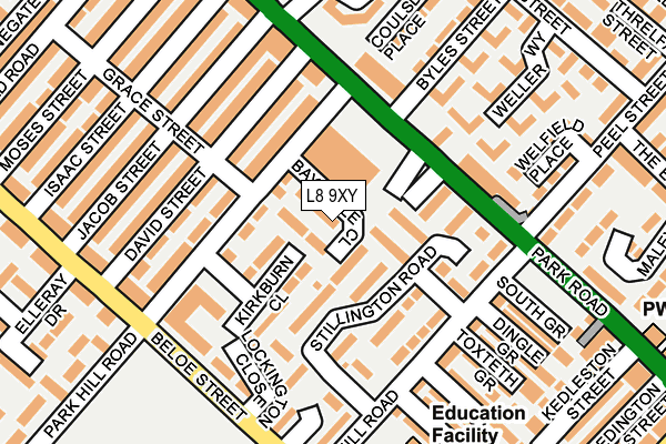 L8 9XY map - OS OpenMap – Local (Ordnance Survey) L8 9XY map - OS OpenMap – Local (Ordnance Survey)