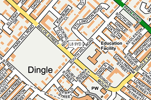 L8 9YD map - OS OpenMap – Local (Ordnance Survey) L8 9YD map - OS OpenMap – Local (Ordnance Survey)