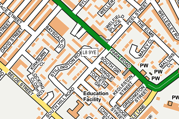 L8 9YE map - OS OpenMap – Local (Ordnance Survey) L8 9YE map - OS OpenMap – Local (Ordnance Survey)