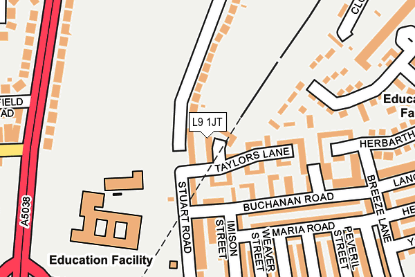 L9 1JT map - OS OpenMap – Local (Ordnance Survey) L9 1JT map - OS OpenMap – Local (Ordnance Survey)
