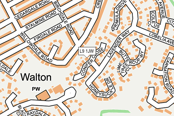 L9 1JW map - OS OpenMap – Local (Ordnance Survey)