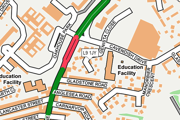 L9 1JY map - OS OpenMap – Local (Ordnance Survey) L9 1JY map - OS OpenMap – Local (Ordnance Survey)