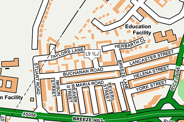 L9 1LJ map - OS OpenMap – Local (Ordnance Survey) L9 1LJ map - OS OpenMap – Local (Ordnance Survey)