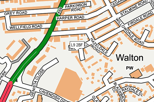L9 2BF map - OS OpenMap – Local (Ordnance Survey)