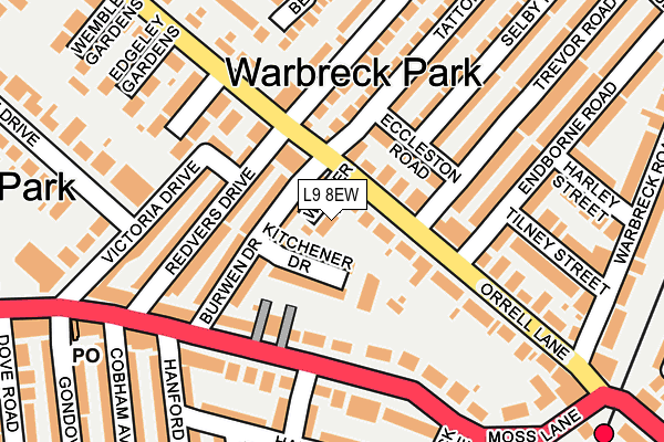 L9 8EW map - OS OpenMap – Local (Ordnance Survey) L9 8EW map - OS OpenMap – Local (Ordnance Survey)