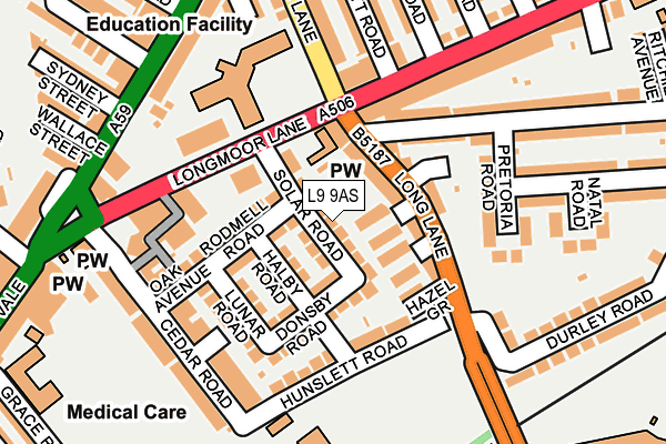 L9 9AS map - OS OpenMap – Local (Ordnance Survey)