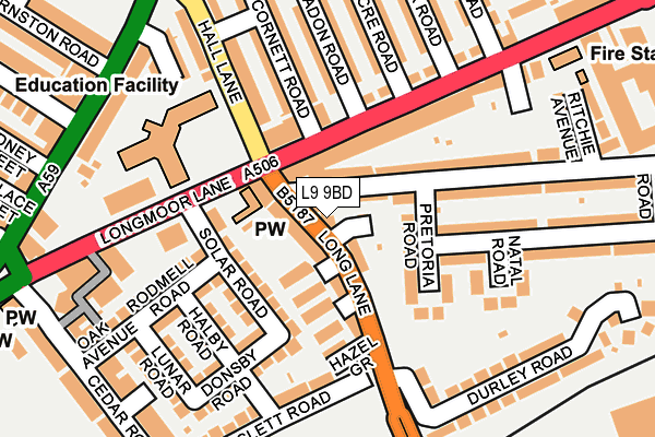 L9 9BD map - OS OpenMap – Local (Ordnance Survey) L9 9BD map - OS OpenMap – Local (Ordnance Survey)
