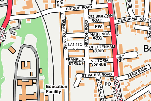 LA1 4TQ map - OS OpenMap – Local (Ordnance Survey) LA1 4TQ map - OS OpenMap – Local (Ordnance Survey)