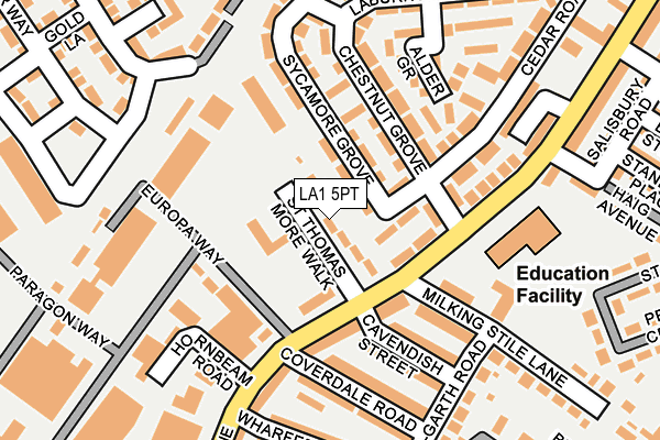 LA1 5PT map - OS OpenMap – Local (Ordnance Survey)