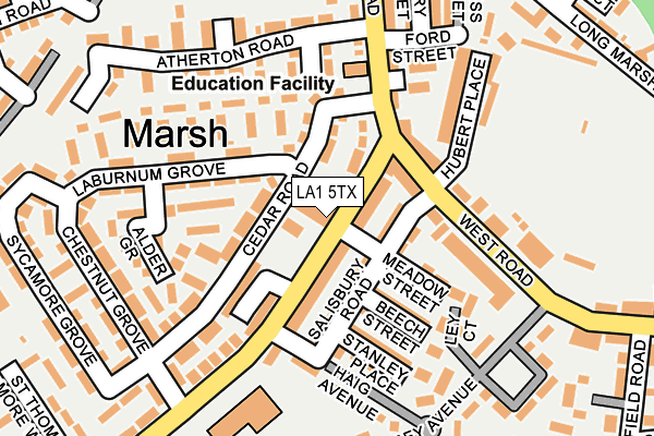 LA1 5TX map - OS OpenMap – Local (Ordnance Survey) LA1 5TX map - OS OpenMap – Local (Ordnance Survey)