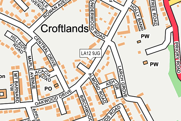 LA12 9JG map - OS OpenMap – Local (Ordnance Survey) LA12 9JG map - OS OpenMap – Local (Ordnance Survey)