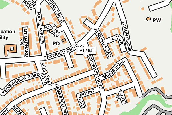 LA12 9JL map - OS OpenMap – Local (Ordnance Survey) LA12 9JL map - OS OpenMap – Local (Ordnance Survey)