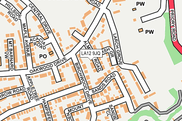 LA12 9JQ map - OS OpenMap – Local (Ordnance Survey) LA12 9JQ map - OS OpenMap – Local (Ordnance Survey)