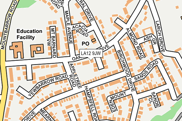 LA12 9JW map - OS OpenMap – Local (Ordnance Survey) LA12 9JW map - OS OpenMap – Local (Ordnance Survey)