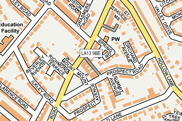 LA13 9BE map - OS OpenMap – Local (Ordnance Survey)