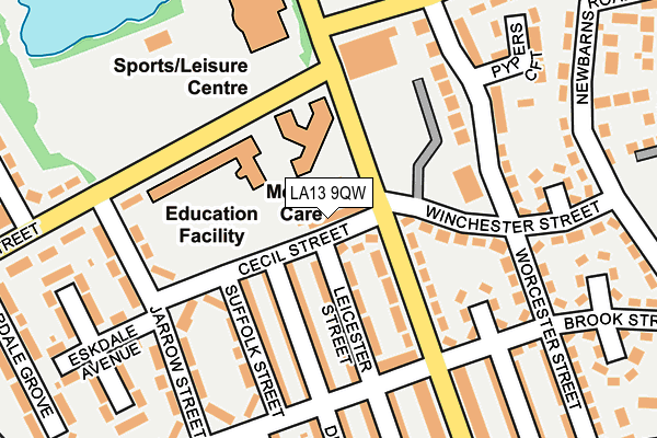 LA13 9QW map - OS OpenMap – Local (Ordnance Survey) LA13 9QW map - OS OpenMap – Local (Ordnance Survey)
