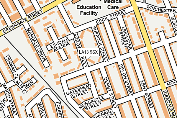 LA13 9SX map - OS OpenMap – Local (Ordnance Survey) LA13 9SX map - OS OpenMap – Local (Ordnance Survey)