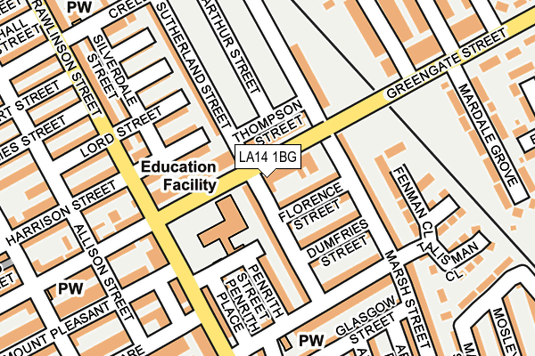 LA14 1BG map - OS OpenMap – Local (Ordnance Survey) LA14 1BG map - OS OpenMap – Local (Ordnance Survey)